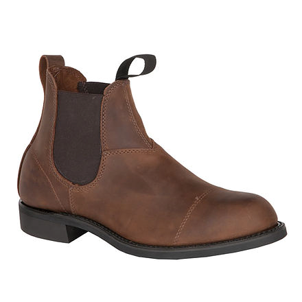 Brown leather Chelsea boot on a white background