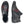 Load image into Gallery viewer, A pair of women's ankle boots shown from the top and side views on a plain white background. The boots are primarily black leather with a contrasting burgundy panel on the toe and side.
