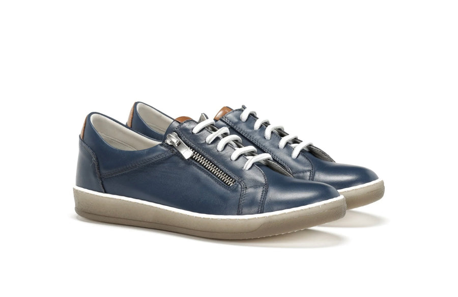 Dorking Women's Karen Lace & Zip Sneakers-Oceano/ Cognac